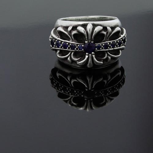 Chrome Hearts フラワーモチーフリング 約13号ブルーサファイア サファイア ダイヤモンドフラワーモチーフリング SA 2.13ct D
